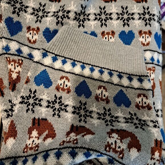Unique Vintage Fair Isle Grey Foxes Pajama Pants Leggings Women's L 10-12 NWT - Picture 8 of 9